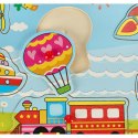 Puzzle drewniane układanka dopasuj kształty auta pojazdy