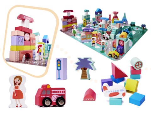 Klocki drewniane edukacyjne miasto puzzle 128el. Klocki drewniane edukacyjne miasto puzzle 128el.
