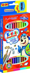 BAMBINO Kredki szkolne trójkątne dwustronne 12/24 kolory + temperówka BAMBINO Kredki szkolne trójkątne dwustronne 12/24 kolory + temperówka