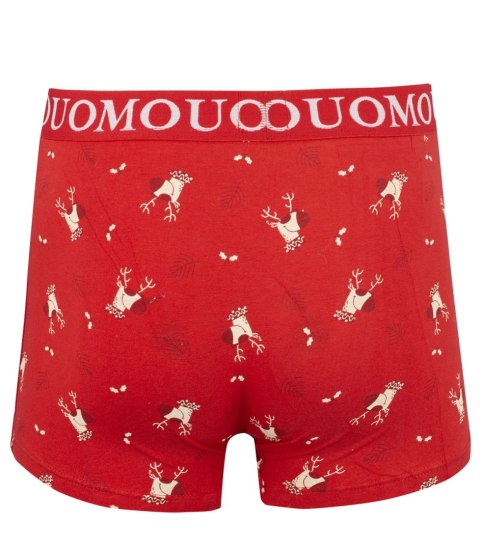 Bokserki świąteczne z Mikołajem męskie święta Prezent (Czerwony)