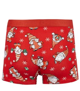 Bokserki świąteczne z Mikołajem męskie święta Prezent (Czerwony)
