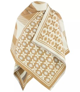 Ciepły szal szalik elegancki wzór dzianina (Beżowy)