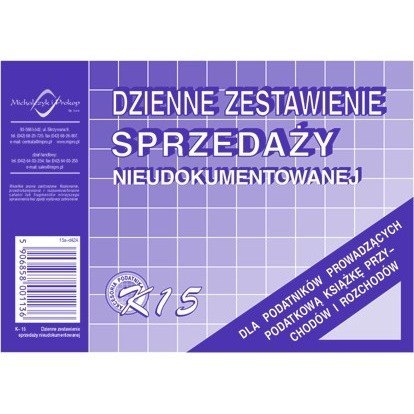 DZIENNE ZESTAWIENIE SPRZEDAŻY KSIĘGOWO NIEUDOKUMENTOWANEJ (OFFSET) MICHALCZYK I PROKOP A6 DZIENNE ZESTAWIENIE SPRZEDAŻY KSIĘGOWO NIEUDOKUMENTOWANEJ (OFFSET) MICHALCZYK I PROKOP A6