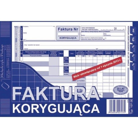 FAKTURA KORYGUJĄCA (O+1K) MICHALCZYK I PROKOP A5 FAKTURA KORYGUJĄCA (O+1K) MICHALCZYK I PROKOP A5