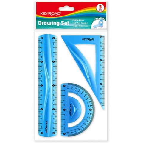 Zestaw Keyroad: linijka 20cm ekierka kątomierz Zestaw Keyroad: linijka 20cm ekierka kątomierz