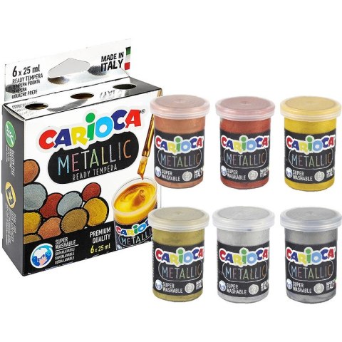 Farba tempera Carioca Metallic 25ml x6 kolorów Farba tempera Carioca Metallic 25ml x6 kolorów