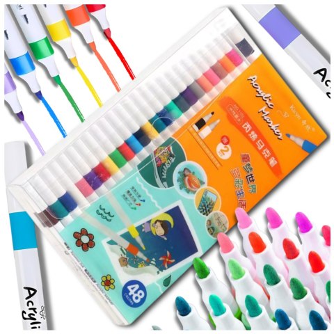 FLAMASTRY PISAKI AKRYLOWE DO RÓŻNYCH POWIERZCHNI 48 szt Acrylic Marker