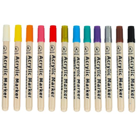 Markery akrylowe do tkanin kamieni pisaki flamastry mazaki wodoodporne DIY 12 szt. Markery akrylowe do tkanin kamieni pisaki flamastry mazaki wodoodporne DIY 12 szt.