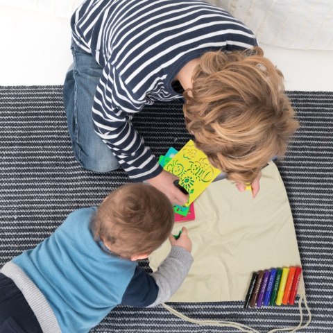 BAWEŁNIANA TORBA PLECAK WOREK DO KOLOROWANIA DLA DZIECI DO SZKOŁY PRACE RĘCZNE