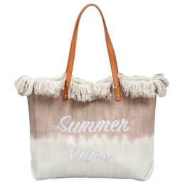 TORBA PLAŻOWA, wakacyjna BOHO Z frędzlami brązowa ombre, na zakupy TP14BR
