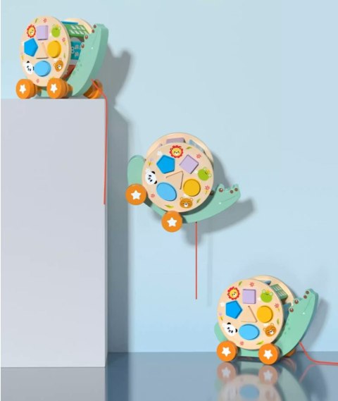 DREWNIANY SORTER KROKODYL DO CIĄGANIA KOŁOWROTEK NA KÓŁKACH KSZTAŁTY CYFRY