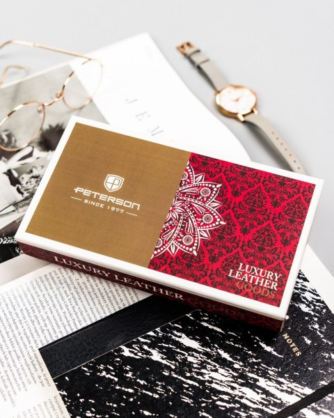 Klasyczny, skórzany portfel damski na zatrzask - Peterson