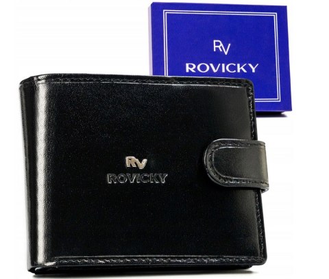 Duży, skórzany portfel męski na zatrzask - Rovicky Duży, skórzany portfel męski na zatrzask - Rovicky