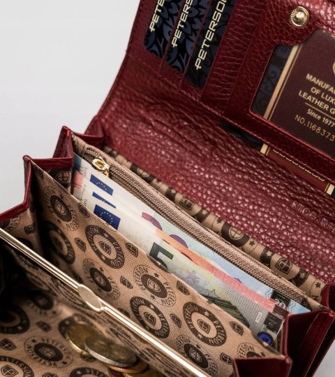 Skórzany, duży portfel damski z systemem RFID - Peterson