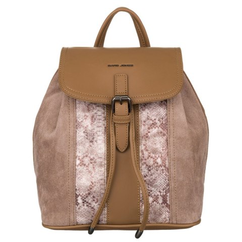 Plecak damski ze skóry ekologicznej z klapką - David Jones