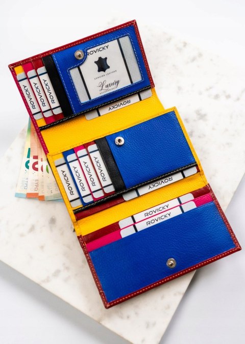Skórzany, elegancki portfel damski na zatrzask - Rovicky