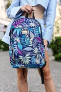Klasyczny, damski plecak z poliestru w roślinny wzór - Rovicky
