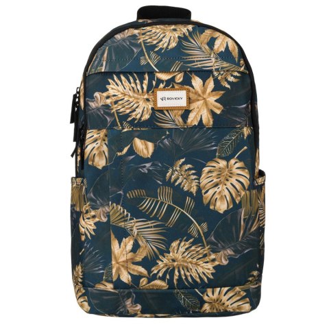 Klasyczny, damski plecak z poliestru w roślinny wzór - Rovicky