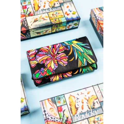 Duży, skórzany portfel damski na zatrzask - Rovicky