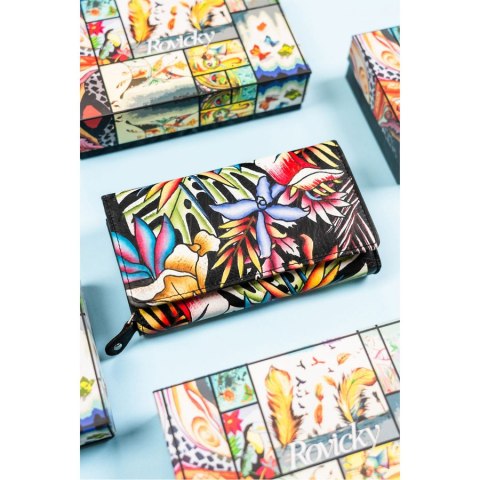 Duży, skórzany portfel damski na zatrzask - Rovicky