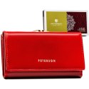 Zgrabny skórzany portfel damski w czerwonym kolorze - Peterson