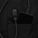 Plecak szkolny w kolorze czarnym z portem USB - Peterson Plecak szkolny w kolorze czarnym z portem USB - Peterson