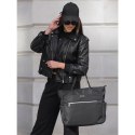 Pojemna elegancka shopperka damska na ramię czarna - Peterson Pojemna elegancka shopperka damska na ramię czarna - Peterson