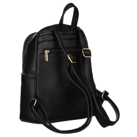 Czarny plecak damski skóra ekologiczna z kieszeniami - Rovicky