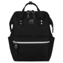 Duży plecak damski z poliestru w czarnym kolorze z miejscem na laptopa i portem USB - Peterson