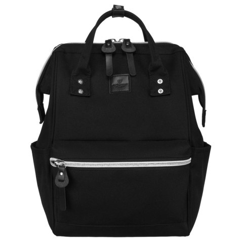 Duży plecak damski z poliestru w czarnym kolorze z miejscem na laptopa i portem USB - Peterson