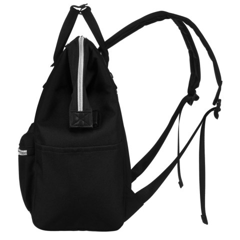 Duży plecak damski z poliestru w czarnym kolorze z miejscem na laptopa i portem USB - Peterson