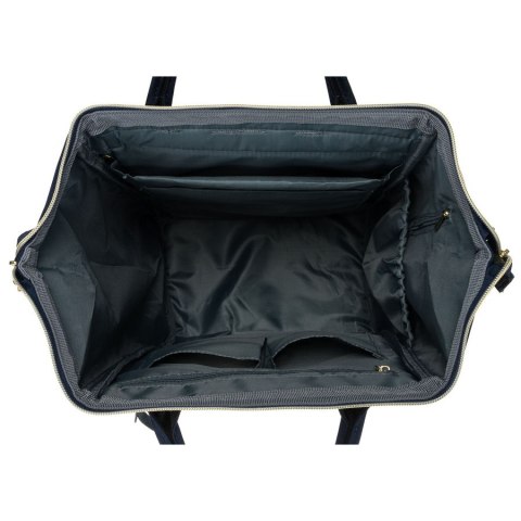 Granatowy plecak damski z poliestru z miejscem na laptopa, zawieszony na regulowanych szelkach - Peterson