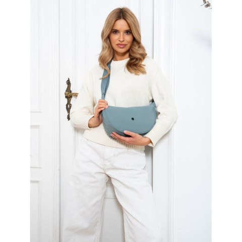 Jednokomorowa listonoszka damska zamykana na suwak, wykonana z poliestru w niebieskim kolorze - Peterson