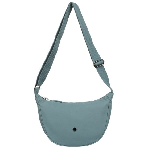 Jednokomorowa listonoszka damska zamykana na suwak, wykonana z poliestru w niebieskim kolorze - Peterson