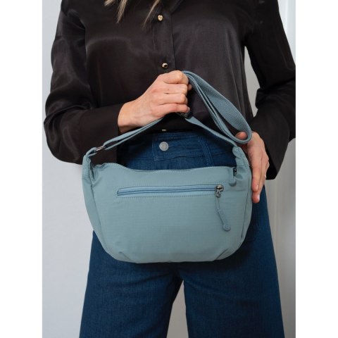 Niebieska torebka damska z poliestru z kieszenią zamykaną na suwak - Peterson
