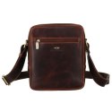 Skórzana, brązowa listonoszka męska na regulowanym pasku - Peterson