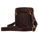 Skórzana, brązowa listonoszka męska na regulowanym pasku - Peterson