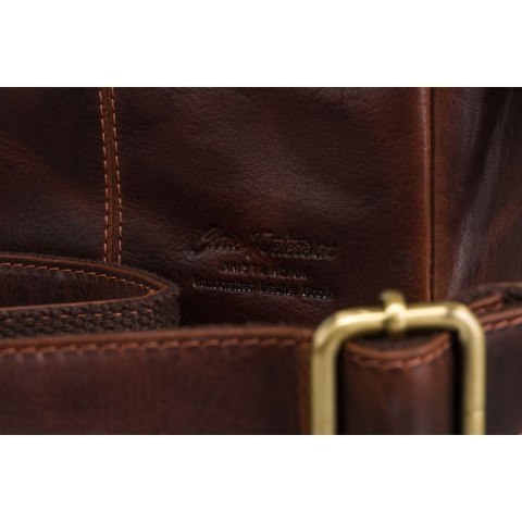 Skórzana, brązowa listonoszka męska na regulowanym pasku - Peterson