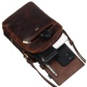 Skórzana, brązowa listonoszka męska na regulowanym pasku - Peterson