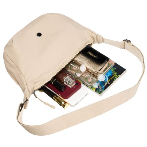 Sportowa listonoszka damska z poliestru w beżowym kolorze - Peterson