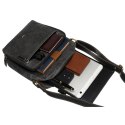 Czarna, miejska listonoszka męska ze skóry naturalnej z kieszonką na telefon - Peterson Czarna, miejska listonoszka męska ze skóry naturalnej z kieszonką na telefon - Peterson