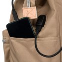 Podróżny plecak damski z poliestru w ciemno-beżowym kolorze z kieszenią na laptopa - Peterson Podróżny plecak damski z poliestru w ciemno-beżowym kolorze z kieszenią na laptopa - Peterson