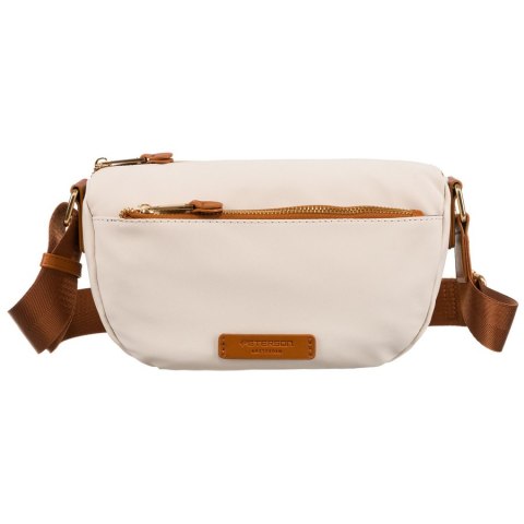 Nylonowa torebka damska w brązowo-beżowym kolorze - Peterson