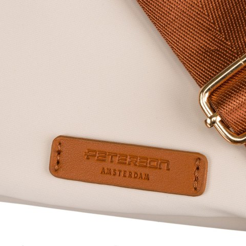 Nylonowa torebka damska w brązowo-beżowym kolorze - Peterson