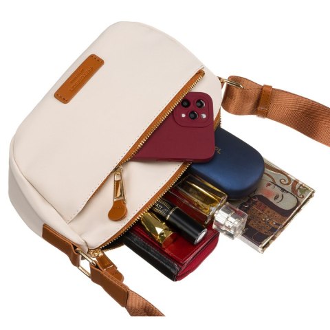 Nylonowa torebka damska w brązowo-beżowym kolorze - Peterson