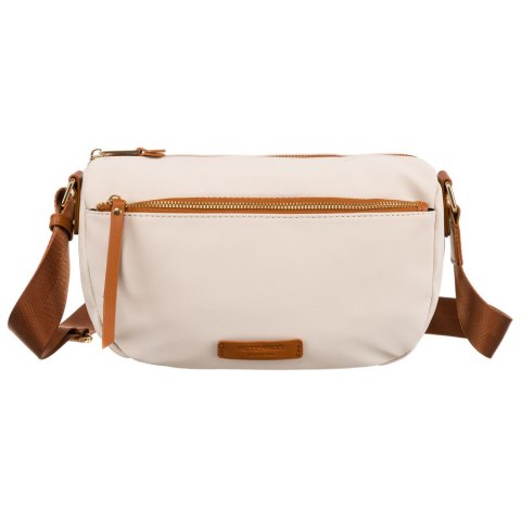Nylonowa torebka w brązowo-beżowym kolorze z paskiem na ramię - Peterson