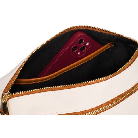 Nylonowa torebka w brązowo-beżowym kolorze z paskiem na ramię - Peterson