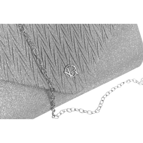 Srebrna kopertówka damska z tkaniny syntetycznej z kieszonką wewnętrzną - Rovicky
