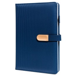 Zestaw prezentowy: elegancki, granatowy notes A5 w linie i długopis z czarnym wkładem - Peterson