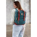 Pojemny plecak miejski w turkusowo-pomarańczowym kolorze z przegrodą na laptopa - Himawari